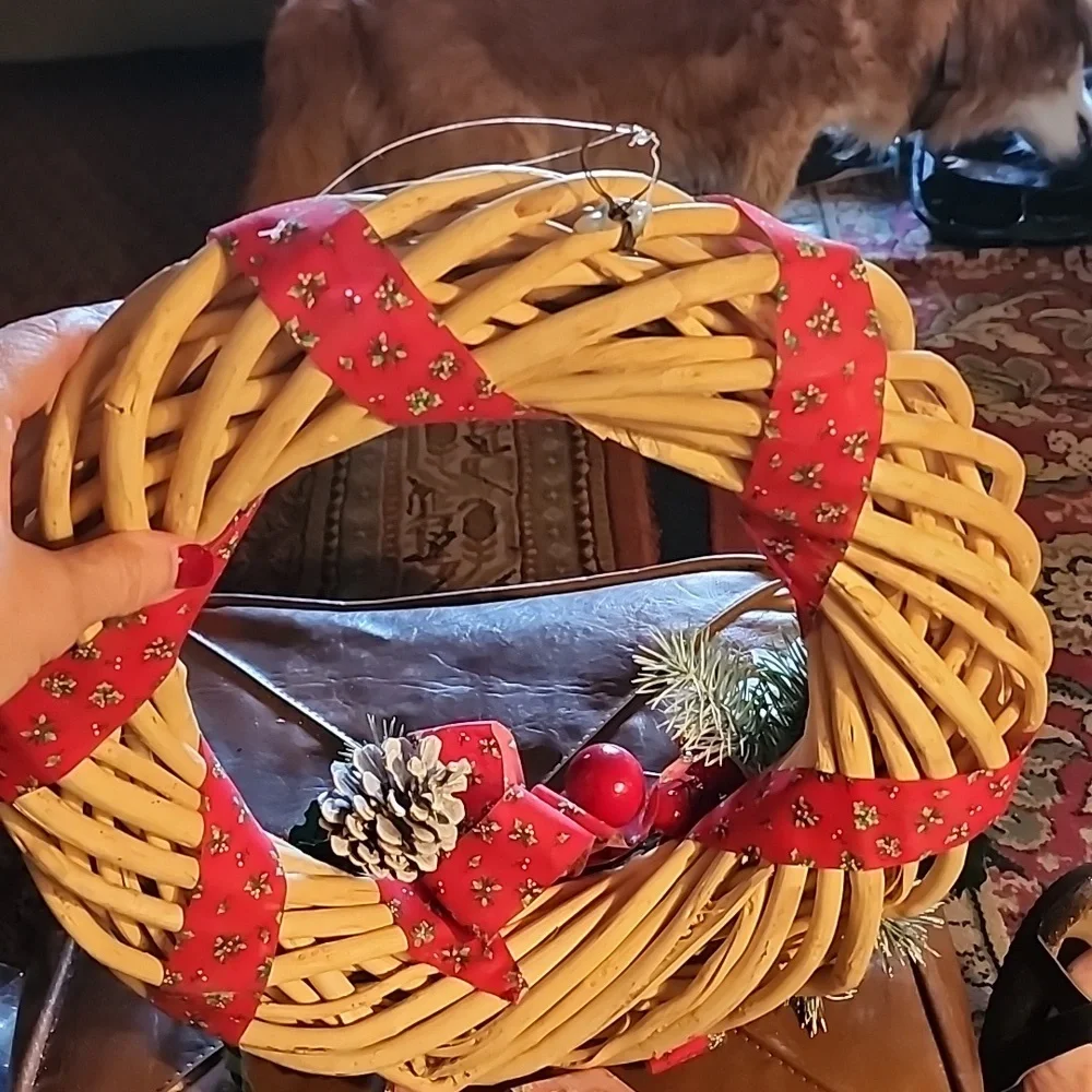 BAMBOO CHRISTMAS WREATH BEAUTIFULLY DECORATED